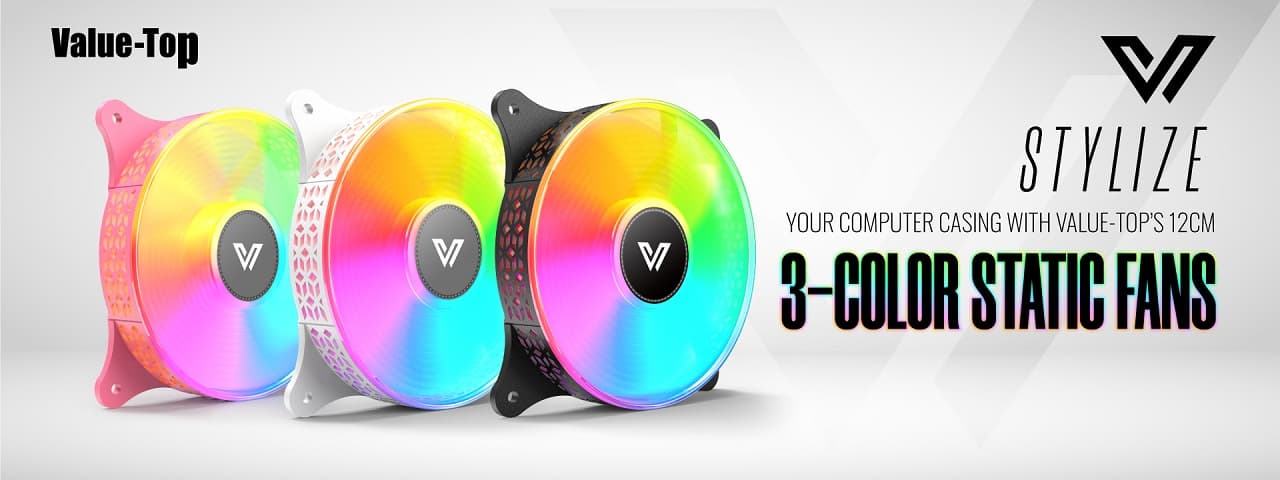 Value-Top VT-1290 12CM White Static RGB Case Fan